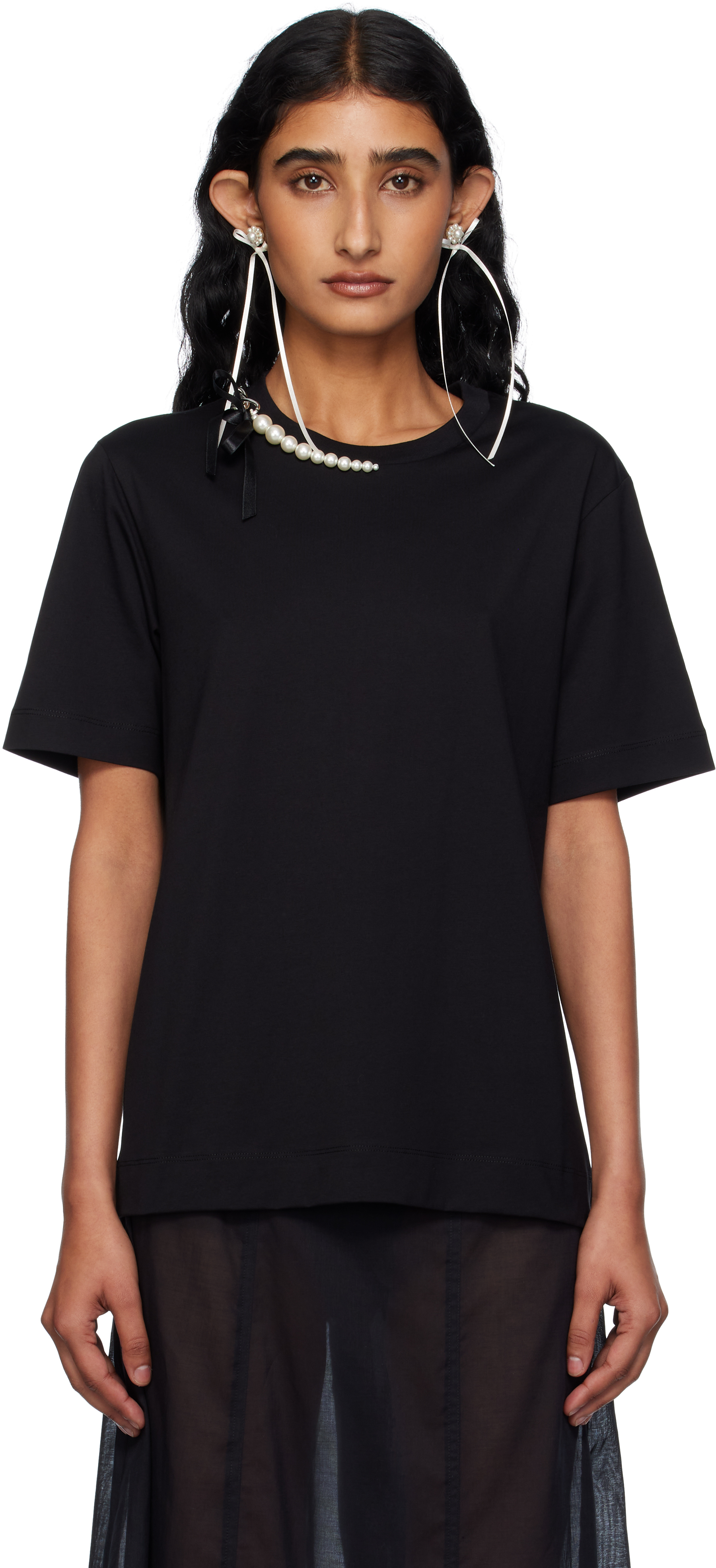 【関税込み】Simone Rocha ブラック Pearl & Chain Boy Tシャツ