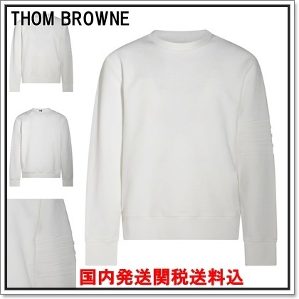 国内発 THOM BROWNE コットンクルーネック長袖スウェットシャツ