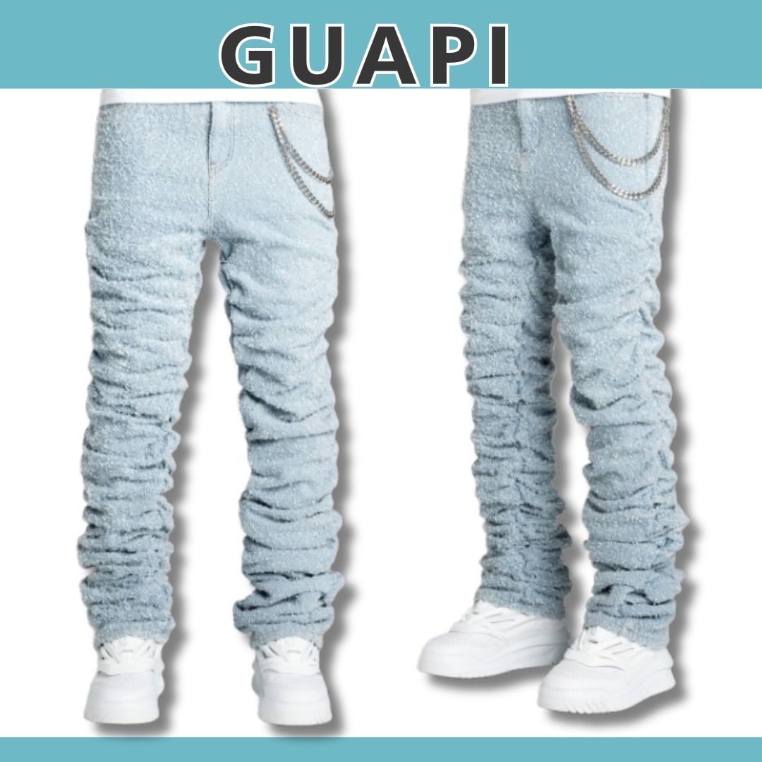 関税送料込【GUAPI】スカイブルー スーパースタック デニム