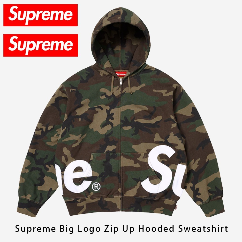 【Supreme】★Big Logo Zip Up Hooded Sweatshirt Camo - 25SS★