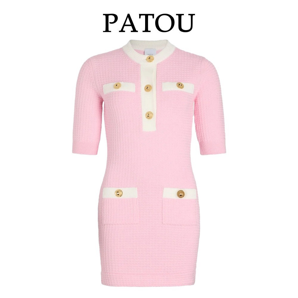 【Patou】パトゥ ボタンディテール ニットドレス