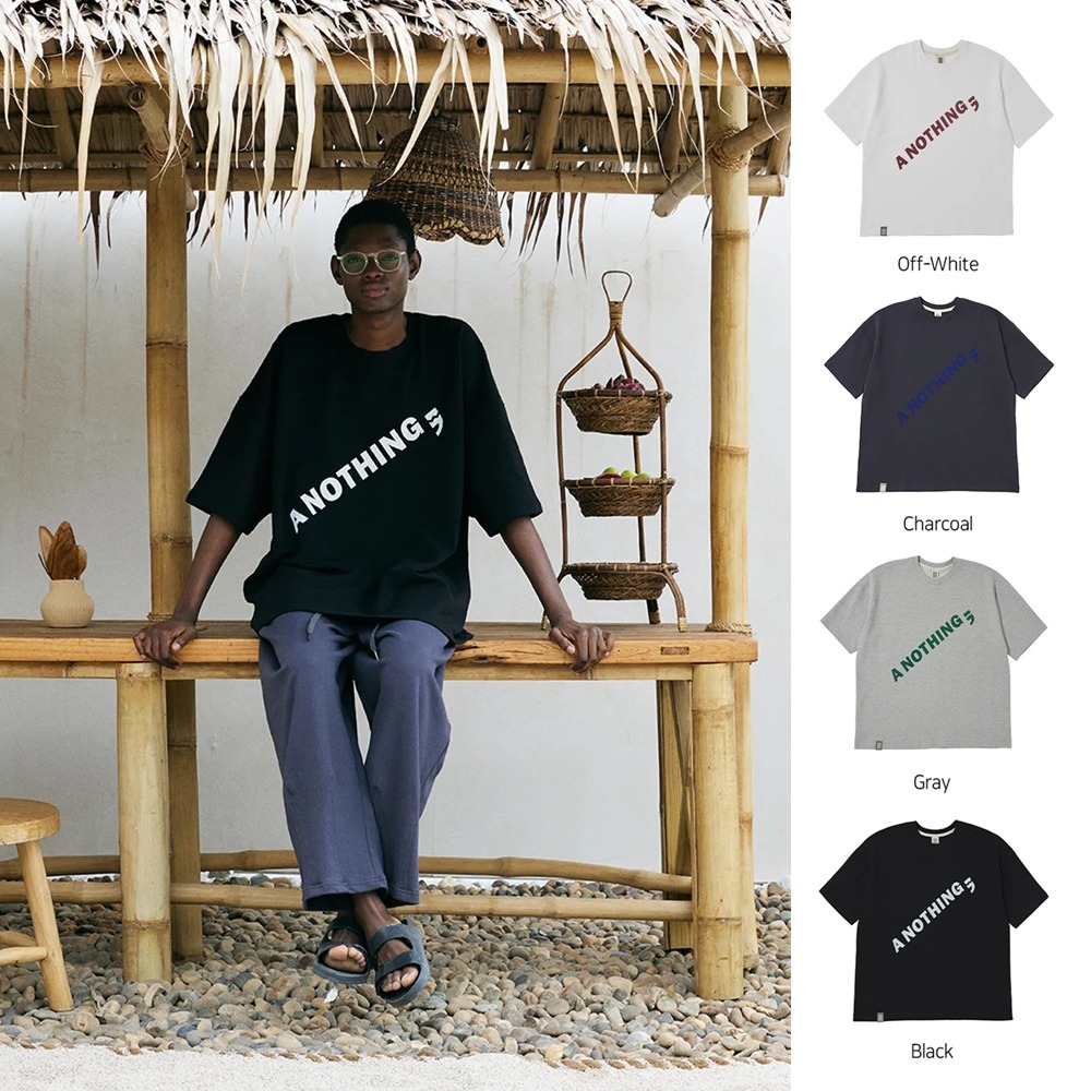 Tシャツ・カットソー [A NOTHING] DIAGONAL PIN-KNIT 1/2 BOX TEE (4 COLOR)