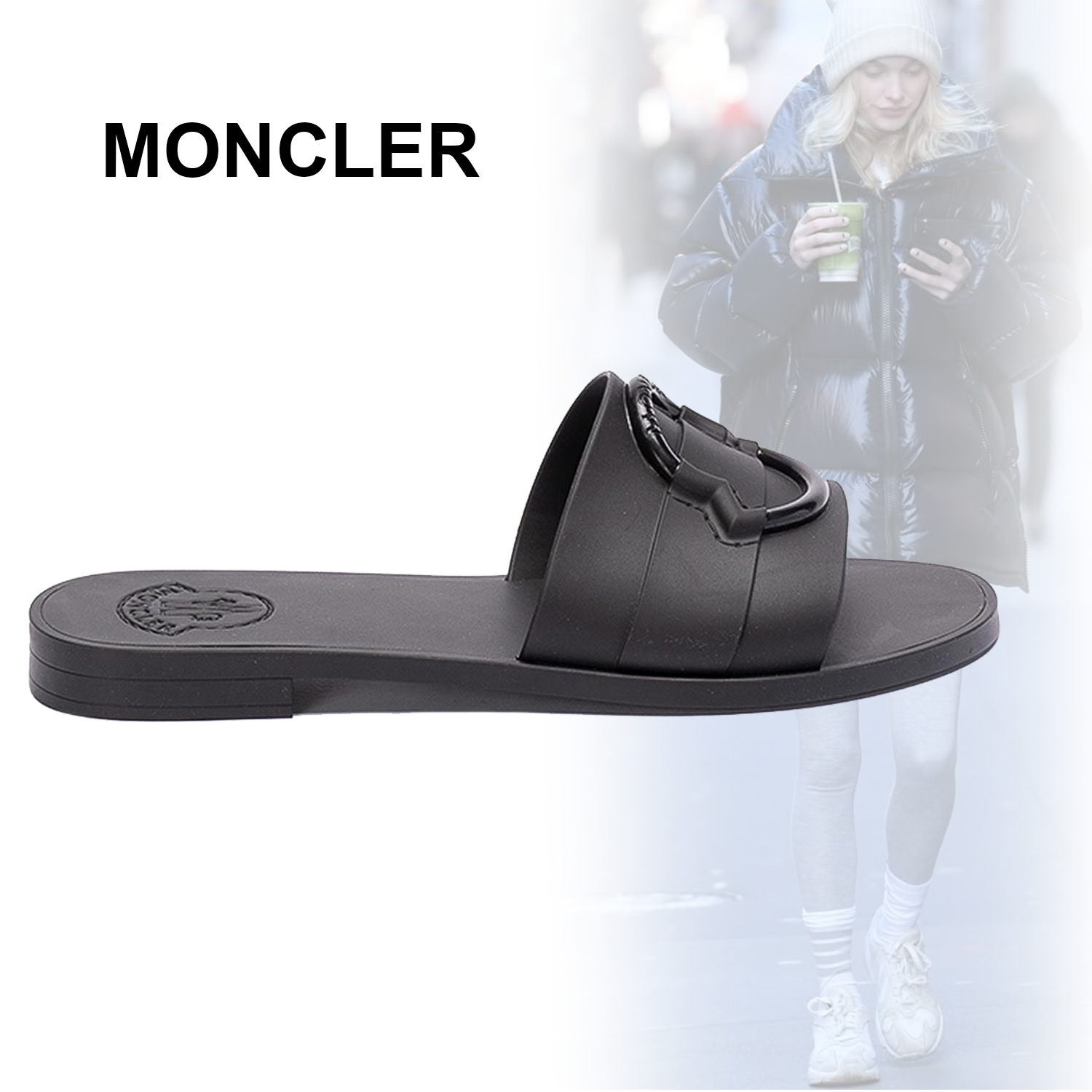 ◆MONCLER◆ モンスライドビーチサンダル ブラック