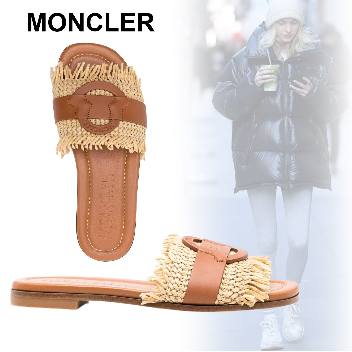 ◆MONCLER◆ カーフスキン ビーチサンダル