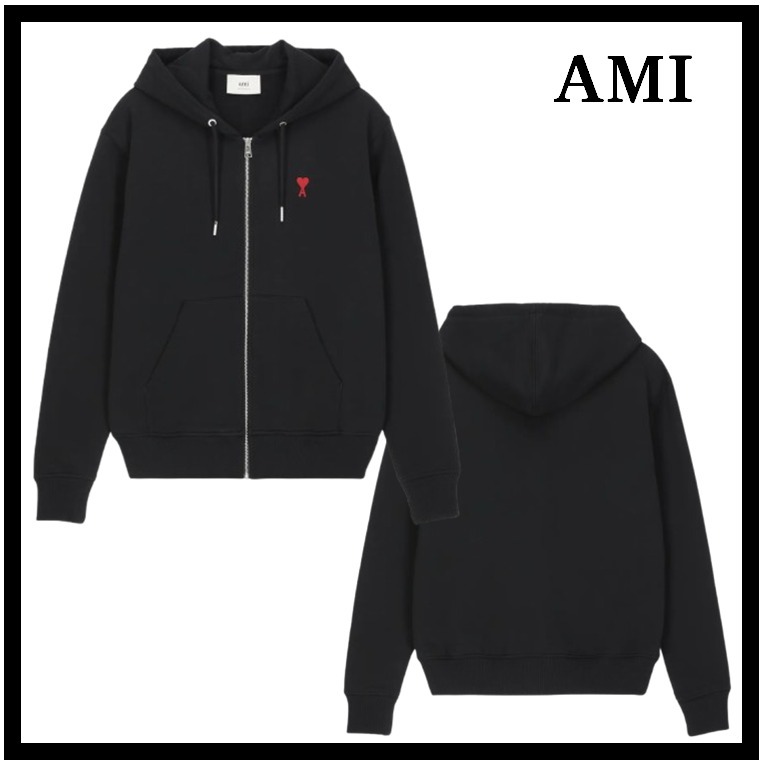 ★送料・関税込★AMI★ハートロゴ コットン フード ジップアップ