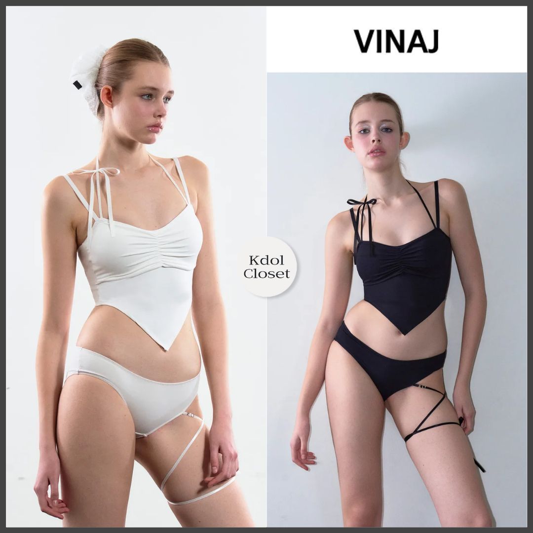 バレエコア 水着 [VINAJ] RIBBON HALTER SHIRRING CONE BIKINI