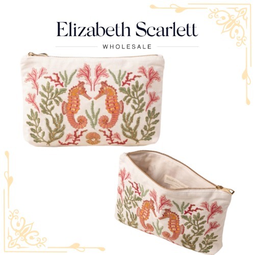 Elizabeth Scarlett コーラル＆タツノオトシゴ コットンポーチ