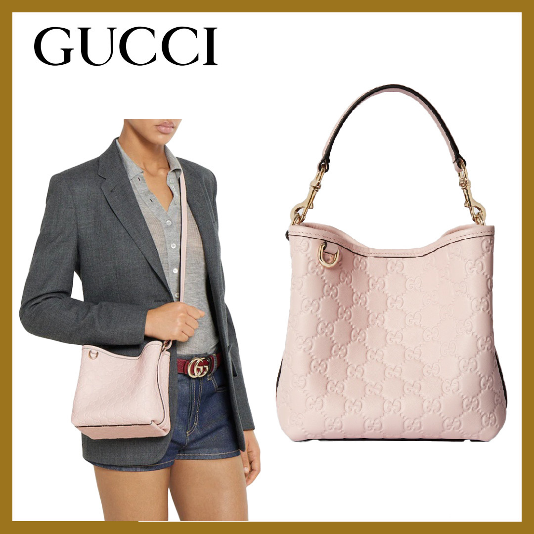 美学が際立つ◎*GUCCI* GGエンブレム スモール バケットバッグ
