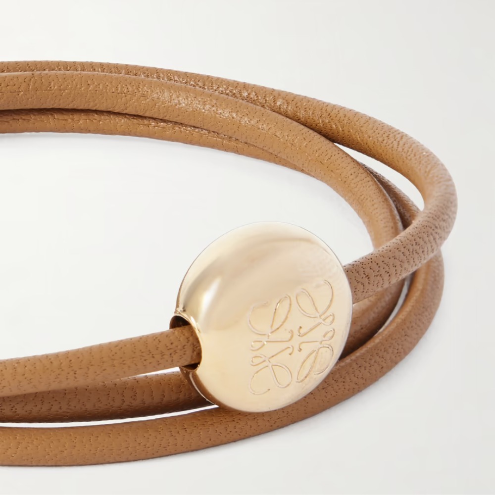 《上品で可愛い》【LOEWE】レザー ラップブレスレット ペブル