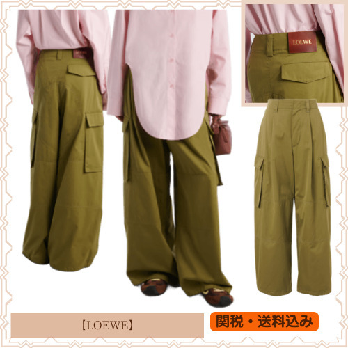 【LOEWE】コットン＆シルク カーゴパンツ◇アナグラムパッチ付き