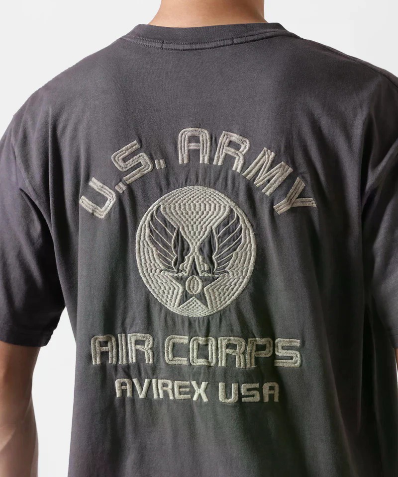 国内発送☆AVIREX☆FADE WASH EMBROIDERY T-SHIRT U.S.AAC