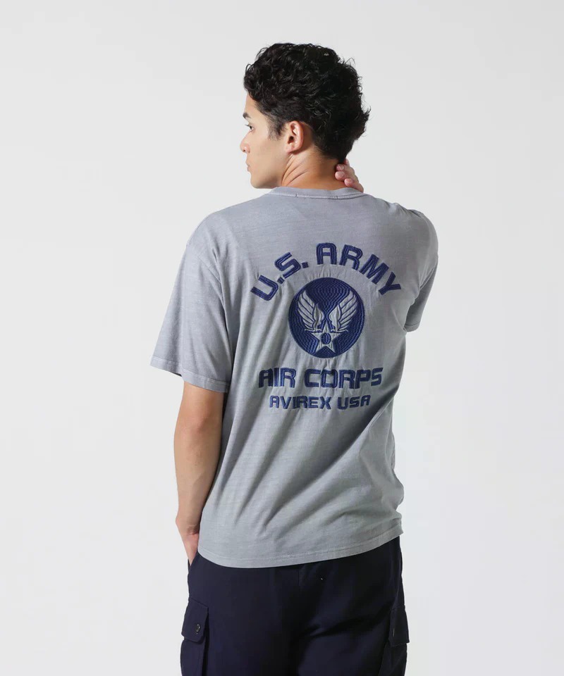 国内発送☆AVIREX☆FADE WASH EMBROIDERY T-SHIRT U.S.AAC