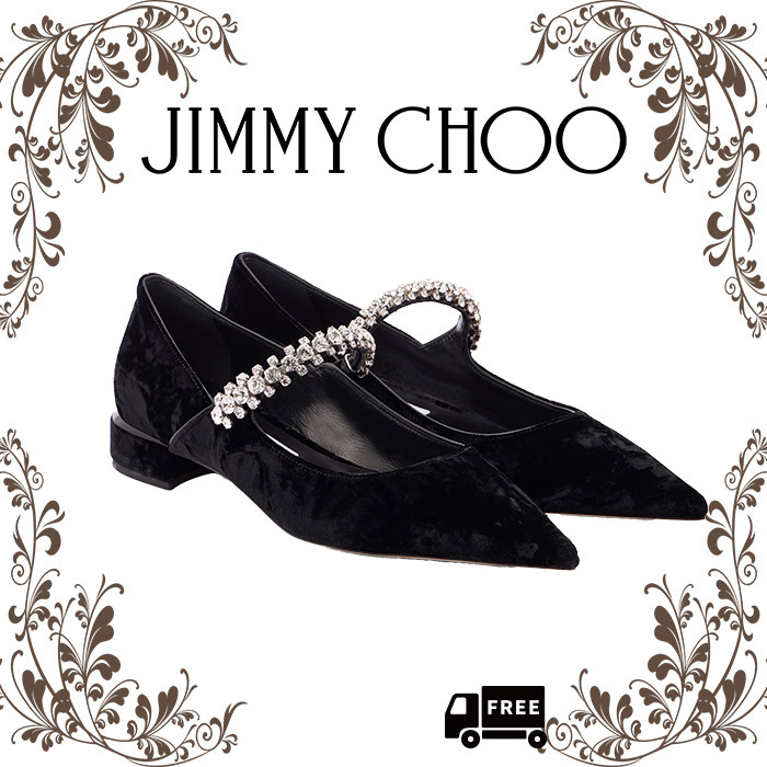 【Jimmy Choo】ベルベット バレエフラットシューズ *送料関税込*