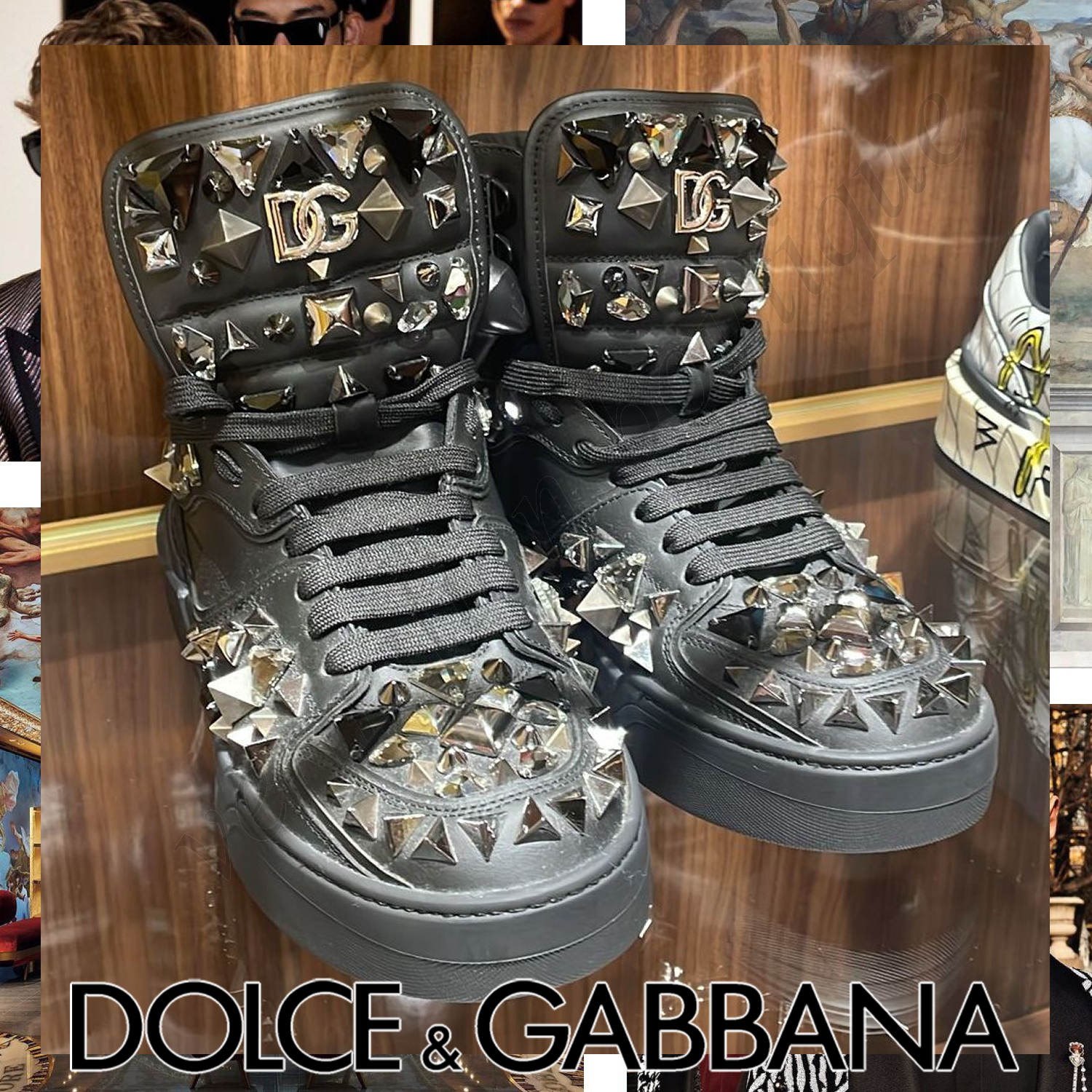 Dolce & Gabbana New Roma DGロゴ スタッズ スニーカー