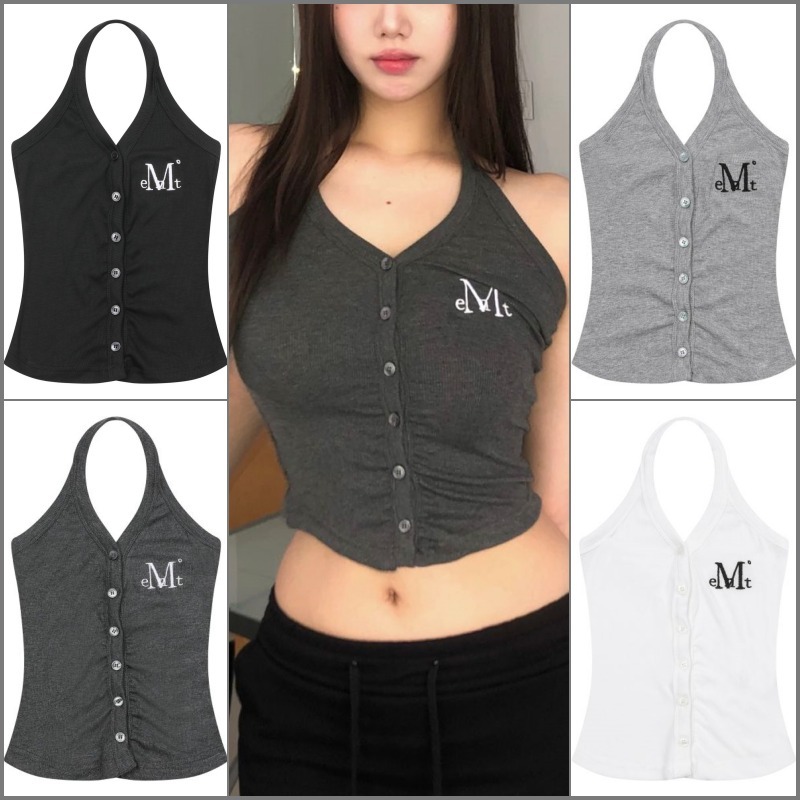 ★MUCENT★ MERA HALTER NECK CROP SLEEVELESS