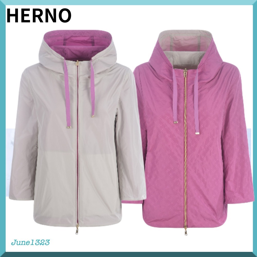 国内配送【HERNO】リバーシブル MONOGRAM タフタジャケット
