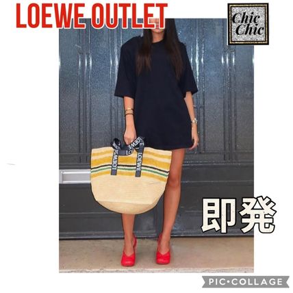 LOEWE(ロエベ) トートバッグ outlet!【 LOEWE 】フォールドショッパー ラフィア トートバッグ