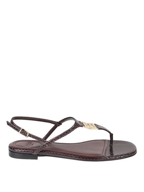 関税なし 送料無料 Chocolate Leather Fold Thong Sandals