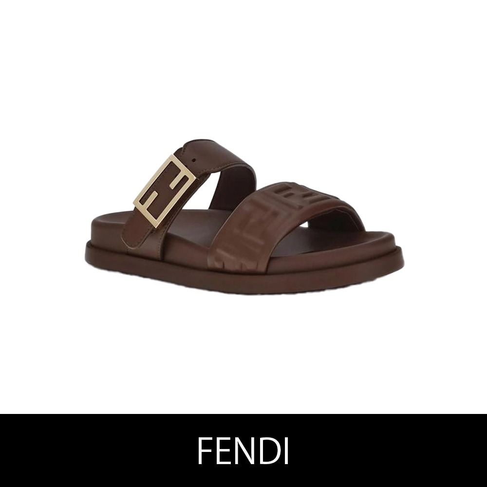 FENDI★エンボス加工FFディテールのレザーサンダル★送関込