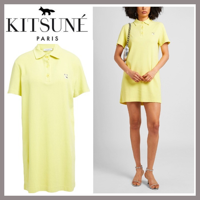 セール《MAISON KITSUNE》サマードレス【イエロー】★ロゴ★25SS