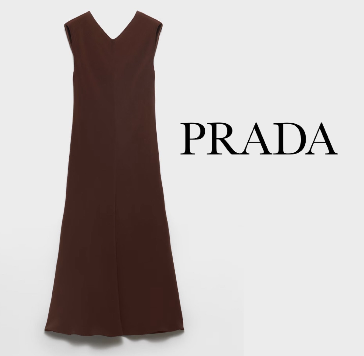PRADA サテンクレープ ミディ ドレス