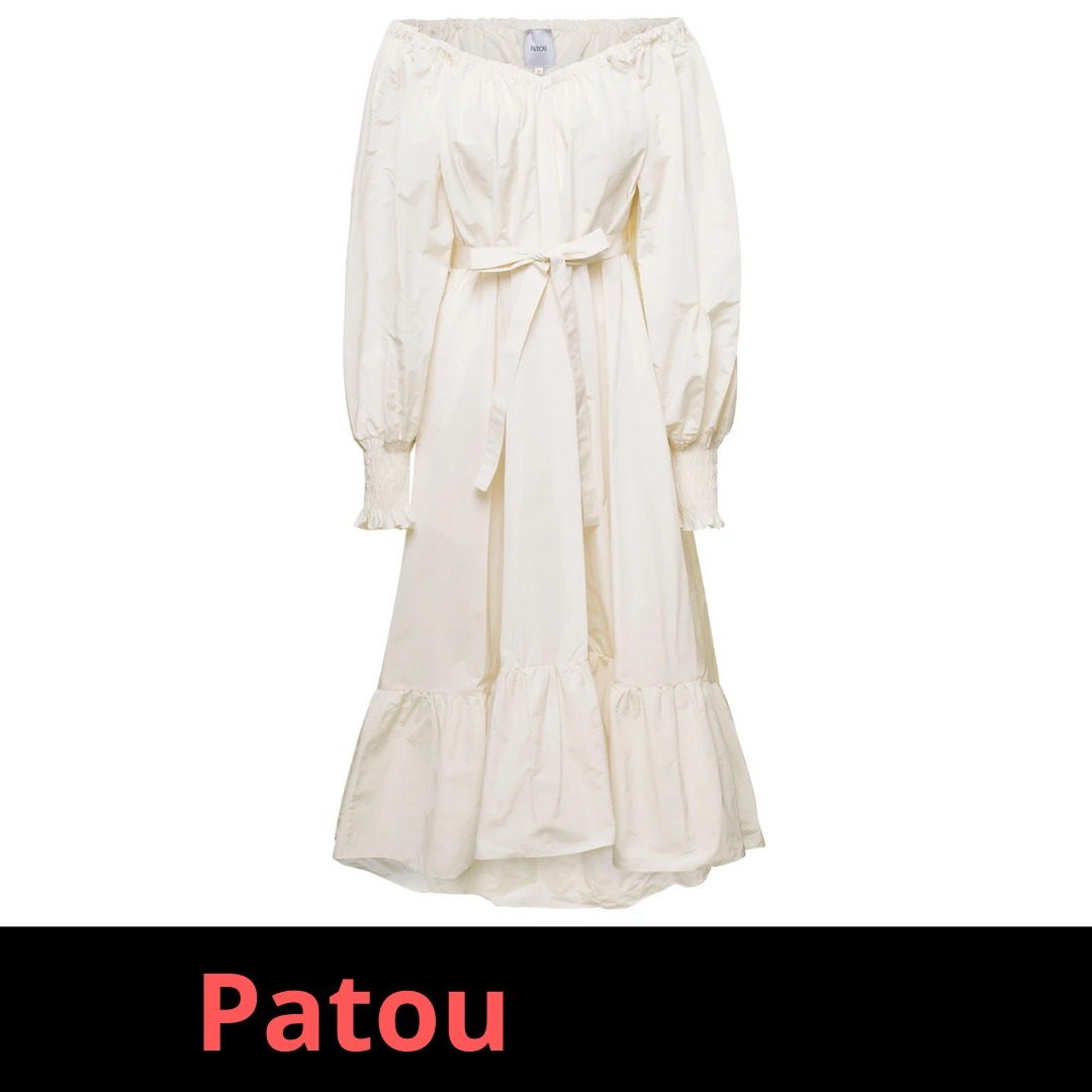 Patou アシンメトリー ヘム パフスリーブ マキシドレス