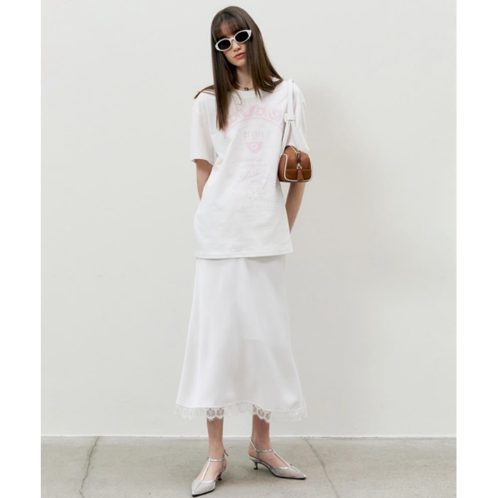 ★ MARRON EDITION★  25 Summer_ Ivory Lace Long Skirt