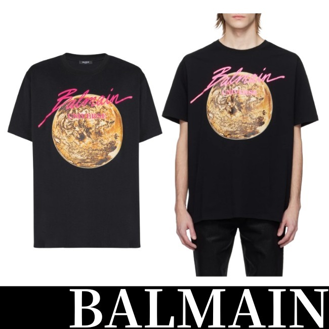 送料関税込【BALMAIN】バルマンユニバースロゴ惑星Tシャツ