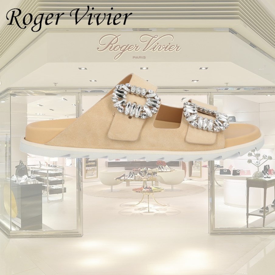 【Roger Vivier】スライディ ストラス バックル サンダル