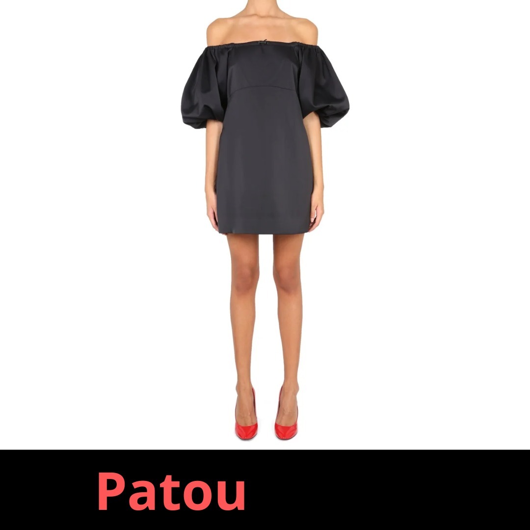 Patou バルーンスリーブ オフショルダー ミニドレス