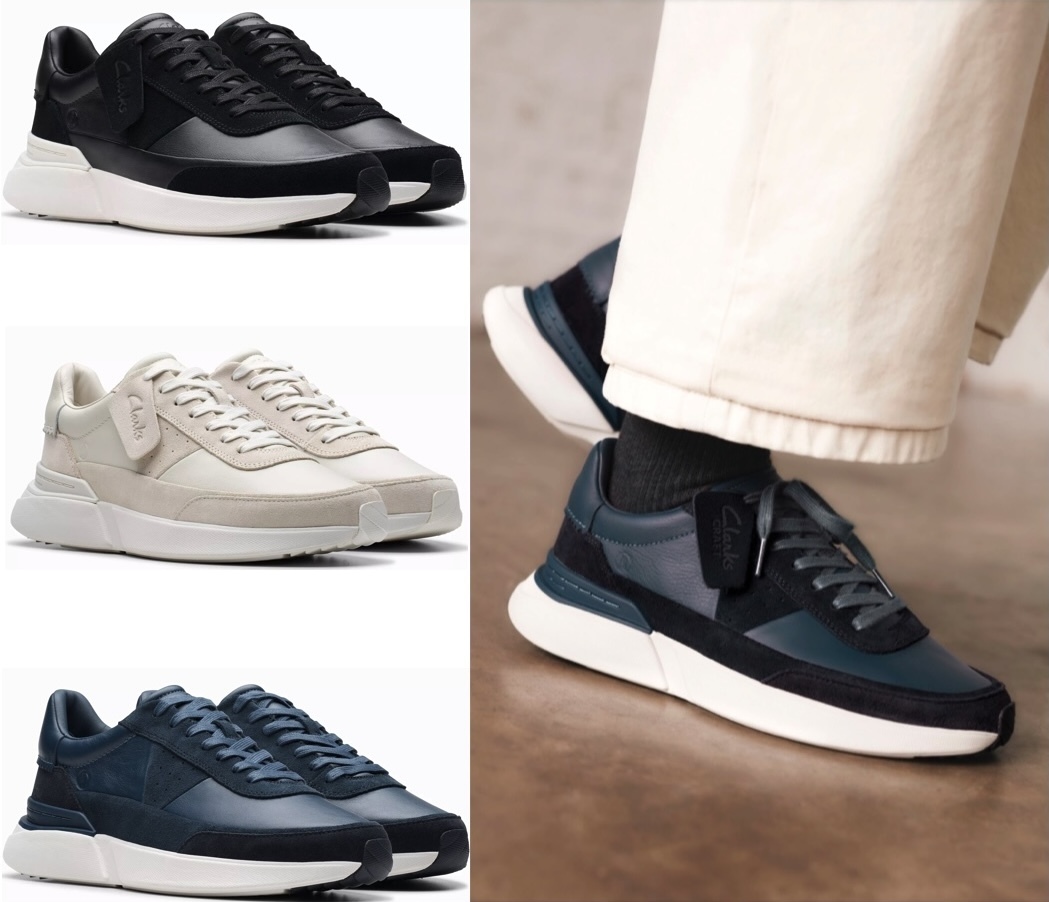 CLARKS 軽量 レザー スニーカー ブラック ホワイト ネイビー