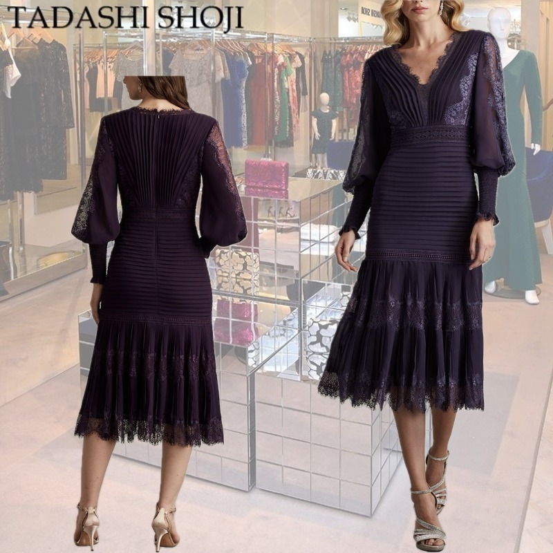 【TADASHI SHOJI】NYSSAビショップスリーブドレス