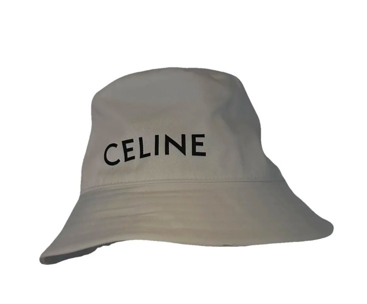 セールでお得☆CELINE★ロゴ入りホワイトバケットハット☆M