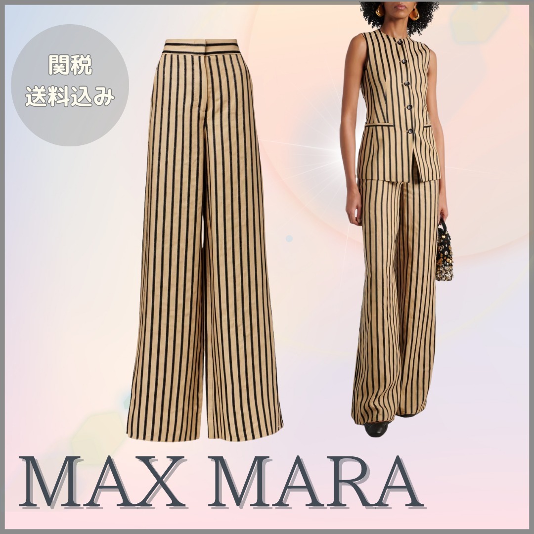 MAX MARA【関税送料込】リネンコットンブレンドパラッツォパンツ