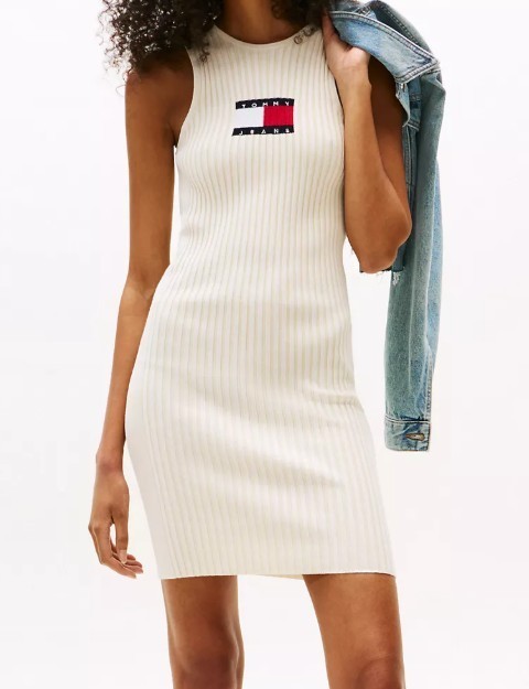 ワンピース  Jeans Ribbed Mini Sweater Dress