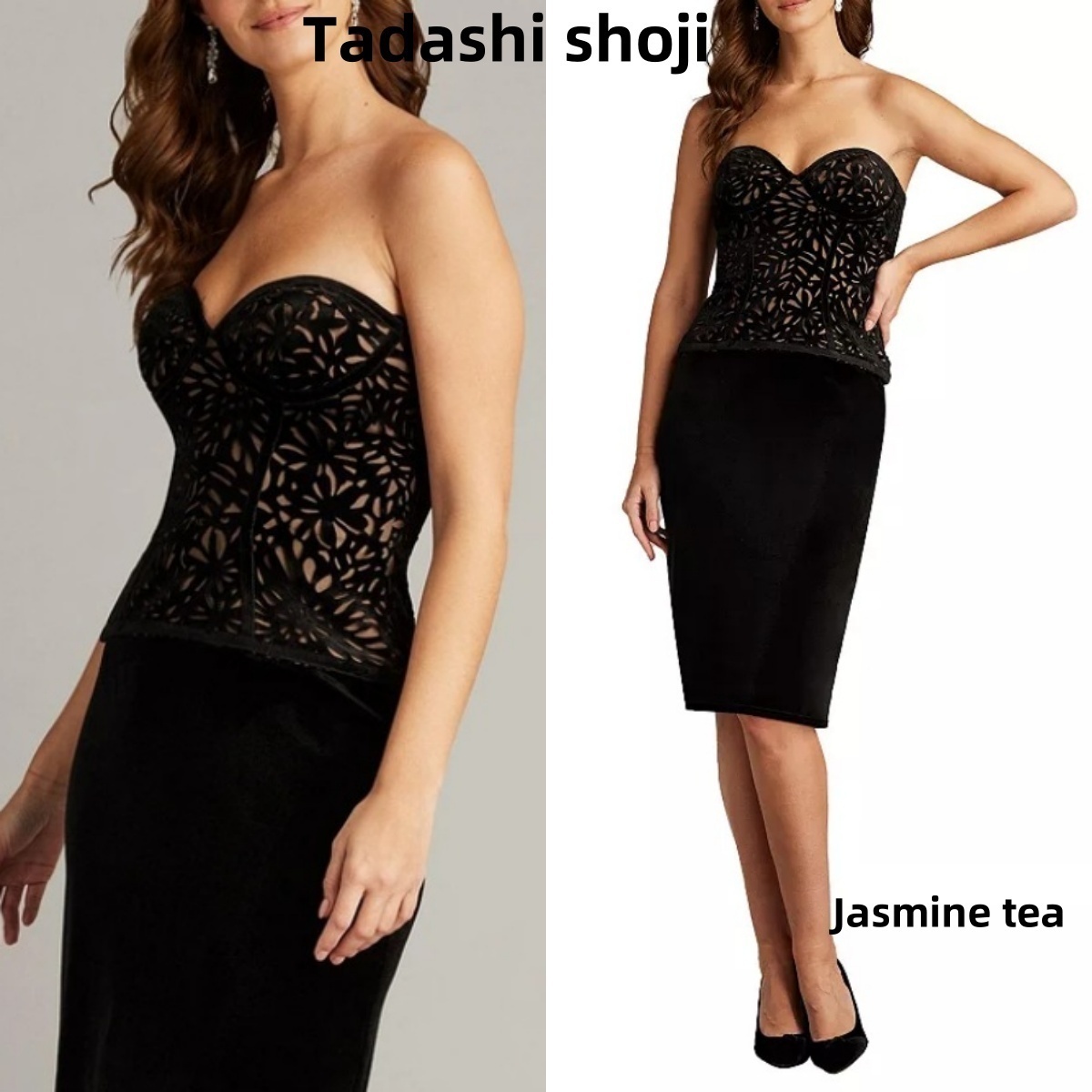 ★セール♪★TADASHI SHOJI レーザーカットベルベットドレス★