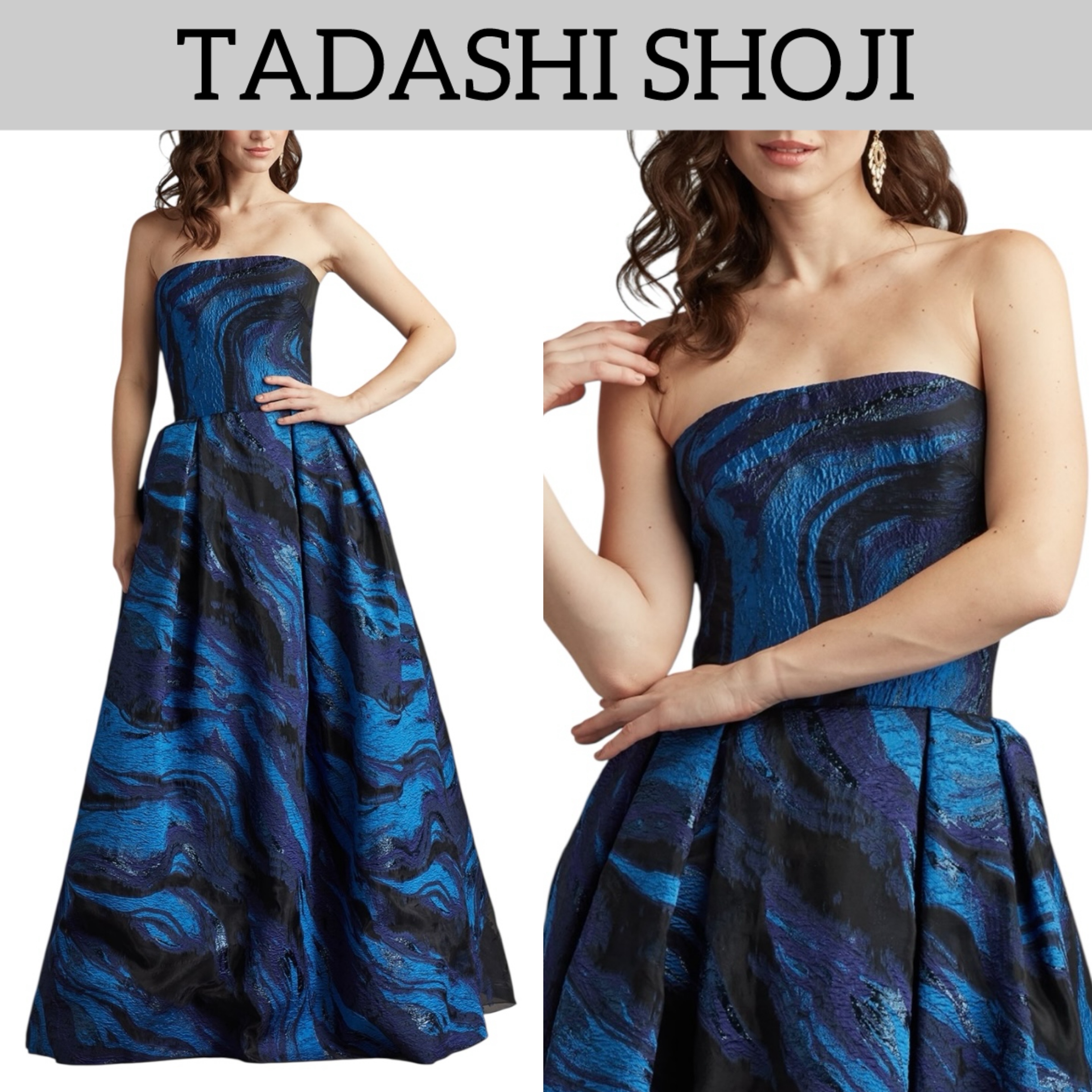 新作★TADASHI SHOJI Valora オフショル ジャカードボールガウン