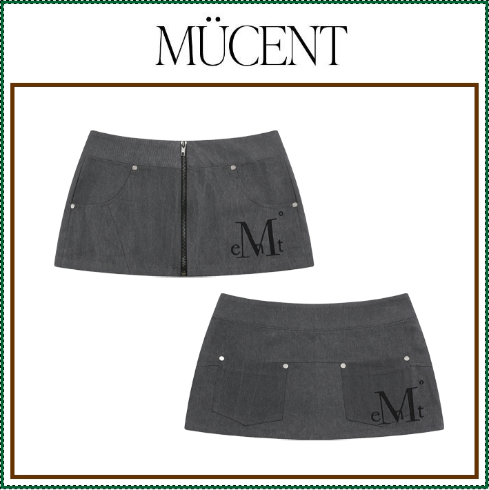 【MUCENT】 KRYPT PIGMENT ZIPPER POINT MINI SKIRT / 追跡付