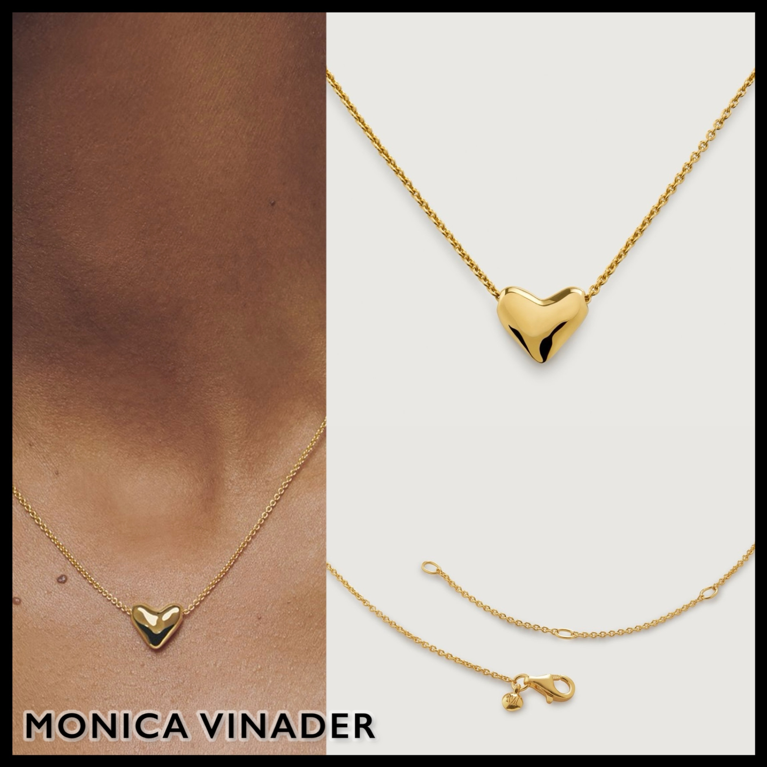 【MONICA VINADER】18K ヴェルメイユ ハート ネックレス 調節可