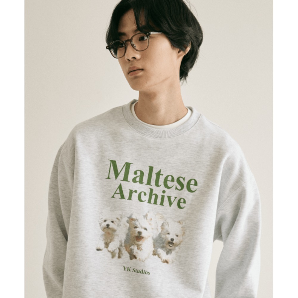 ★Wai Kei★ Maltese Archive Man to Man Melange White YK21F1T