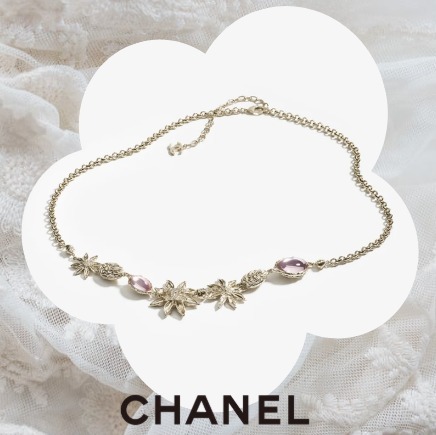 ピンクストーンと花モチーフ♡【CHANEL】チェーンベルト