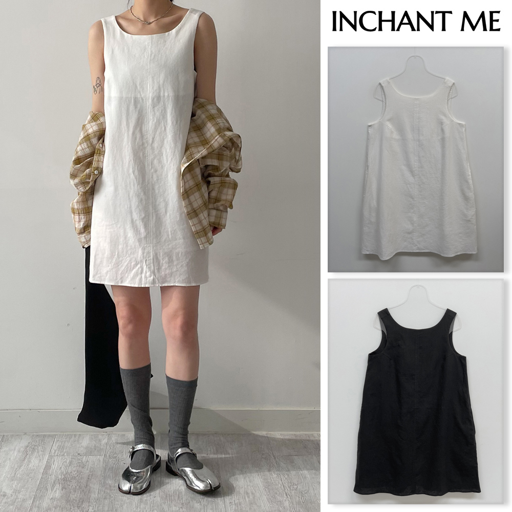 【INCHANT ME】Morning Linen Sleeveless Mini One Piece