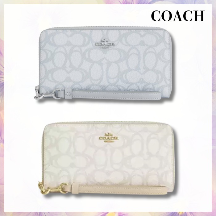 NEW♪【COACH】ジップラウンド長財布 ストラップ付 スマホ収納可