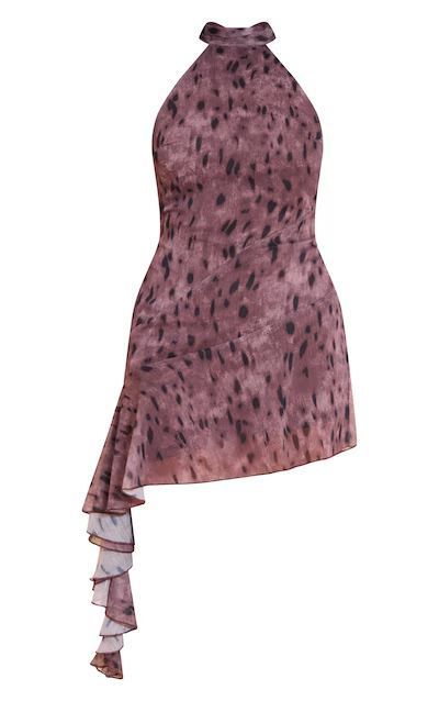 PLT★ホルターネック シフォン ドット柄 ミニ ワンピース ドレス