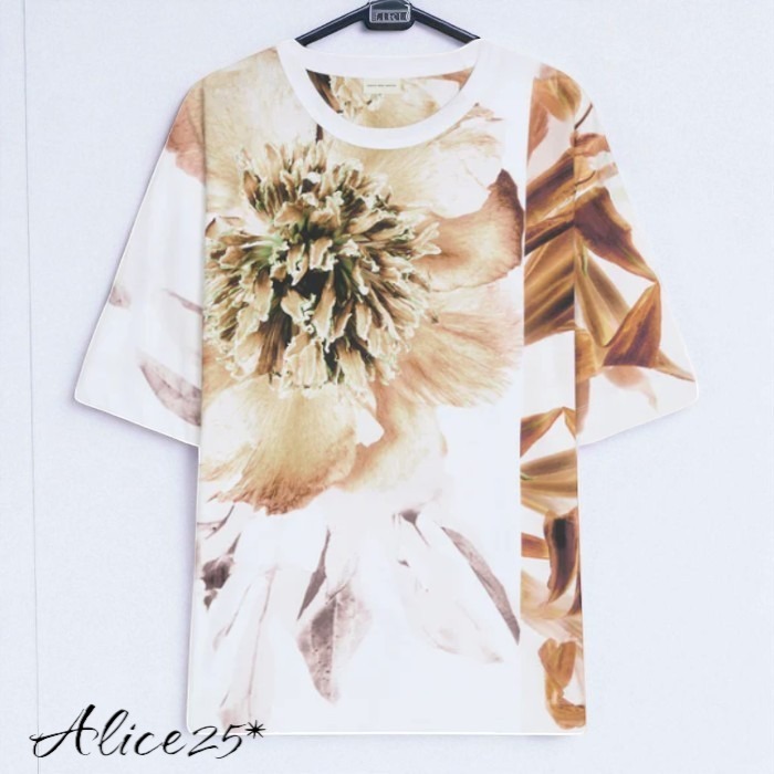 DRIES VAN NOTEN / Tシャツ フラワープリント オーバーサイズ