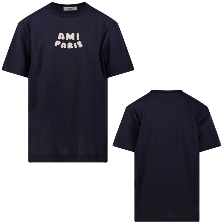 AMI☆胸元 ロゴデザイン Tシャツ UNISEX NAVY