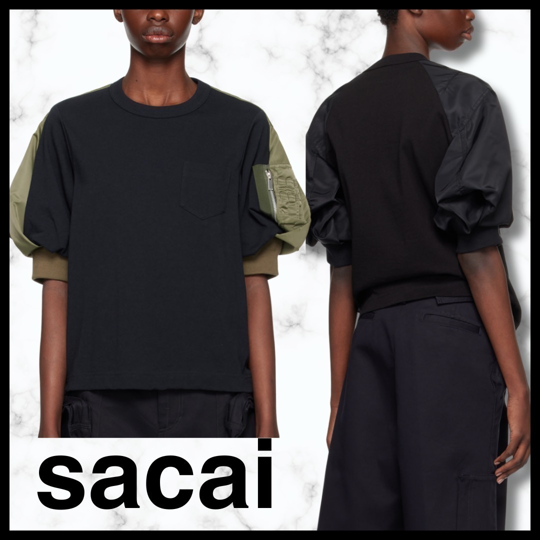 送料関税込♢sacai コットンジャージナイロンツイルTシャツ
