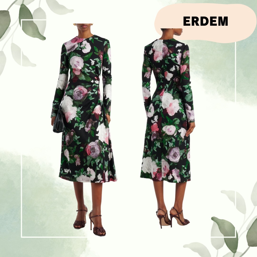 ◆ERDEM◆ ドレープフローラルミディドレス