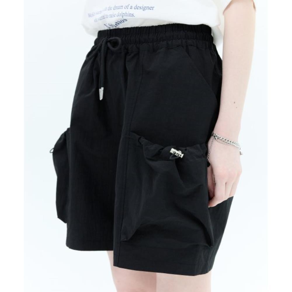 ★Wai Kei★ Nylon string pocket banding shorts black YK22HSP