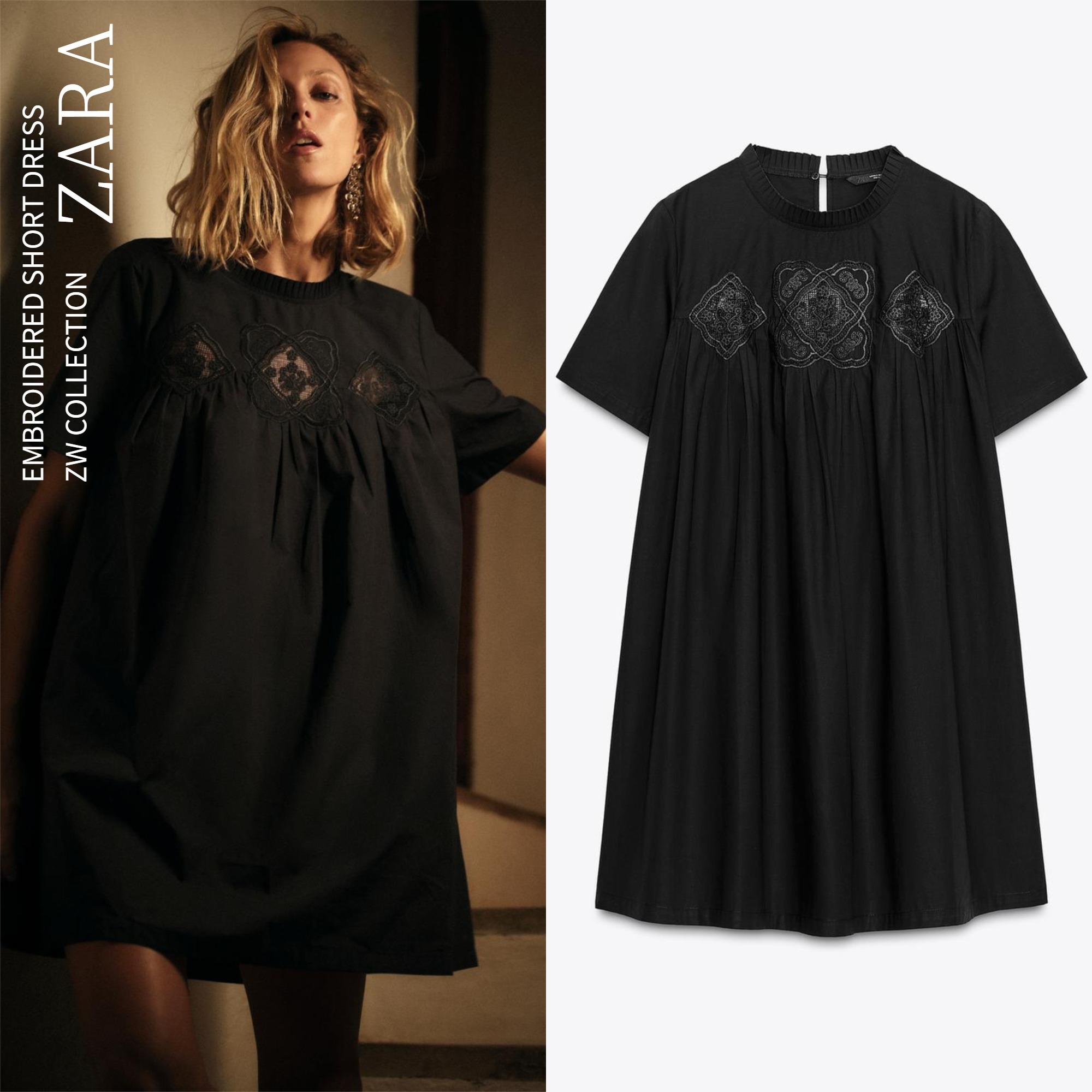 ZARA【NEW】EMBROIDERED SHORT DRESS ZW COLLECTION